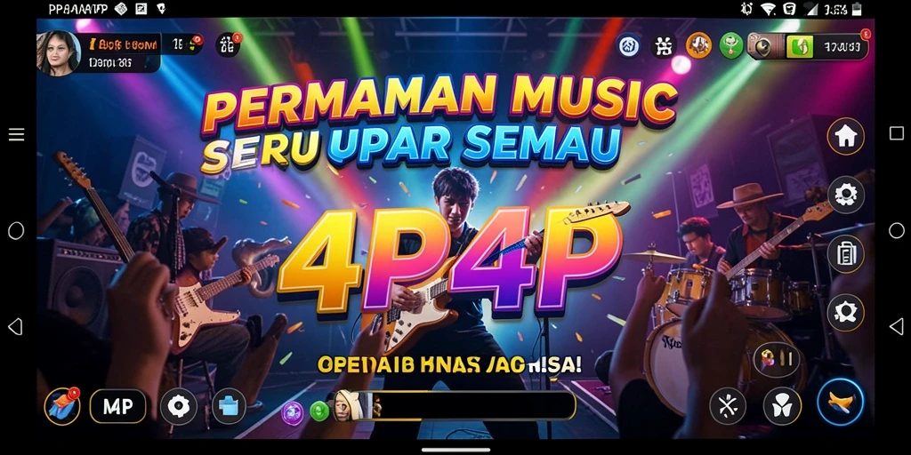Tampilan gameplay <strong>4P4P</strong> dengan berbagai irama musik yang mengasyikkan.