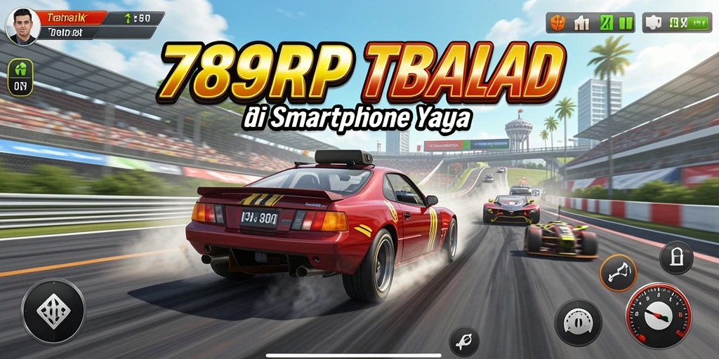 Screenshot gameplay 789RP menampilkan balapan mendebarkan di trek yang menantang.