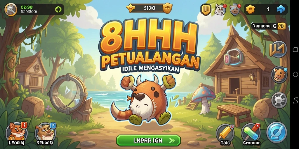 Tampilan gameplay utama 8HHH yang menegangkan dan interaktif.