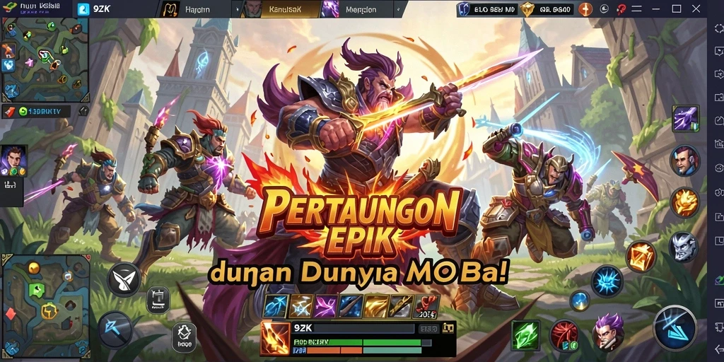 Screenshot 9ZK menampilkan aksi seru di dunia MOBA.