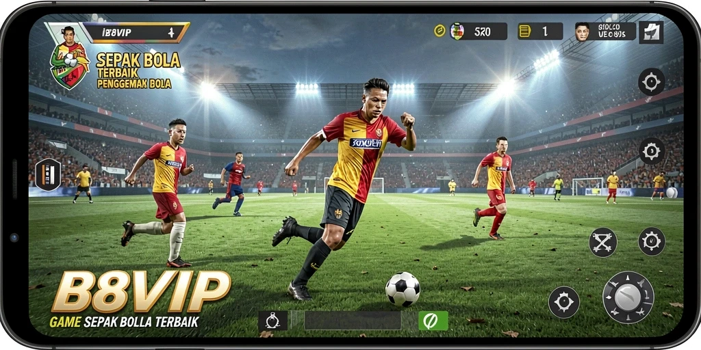 Tampilan gameplay B8VIP yang seru dan mendebarkan dalam pertandingan sepak bola.