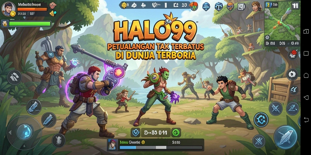 Tangkapan layar HALO99 menampilkan gameplay Open World yang menakjubkan.