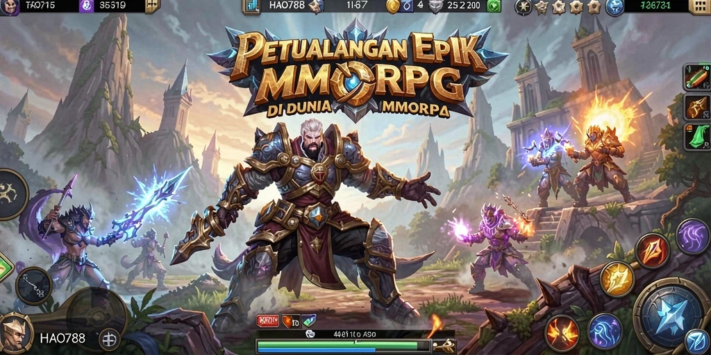 Gameplay HAO788 yang menampilkan pertarungan epik dalam dunia MMORPG.