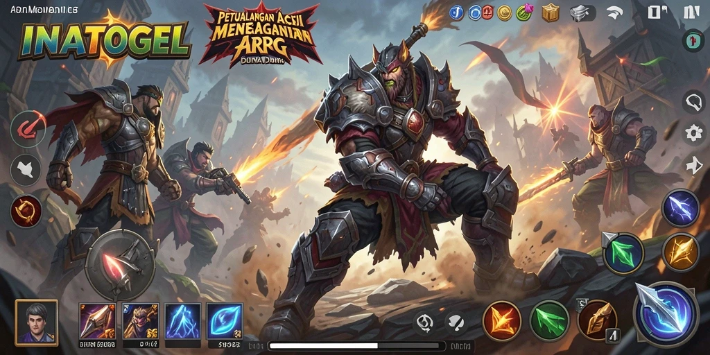 Tangkapan layar permainan ARPG INATOGEL dengan pertarungan menegangkan.