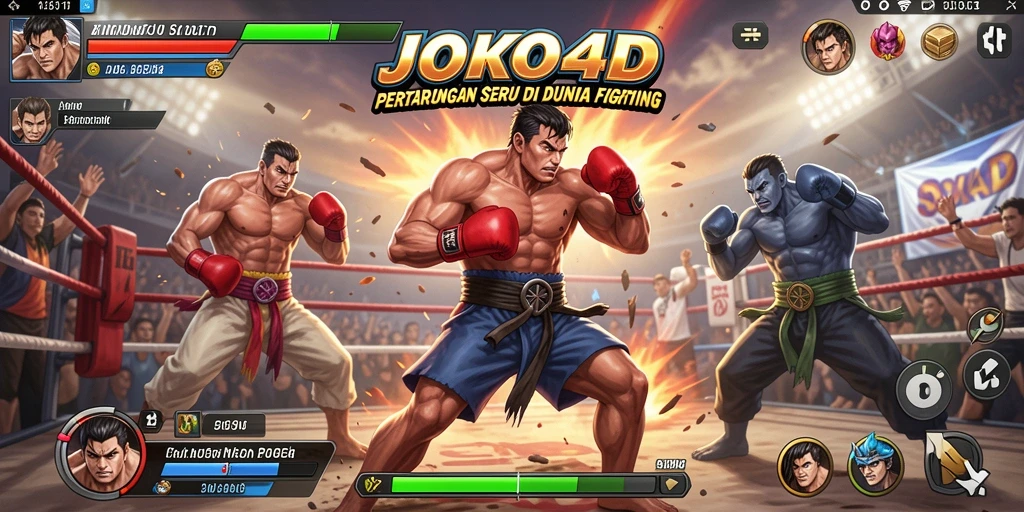 Screenshot dari gameplay JOKO4D menampilkan pertarungan seru dan karakter yang beragam.