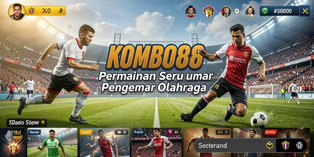 Screenshot permainan KOMBO88 menampilkan aksi seru di lapangan olahraga.