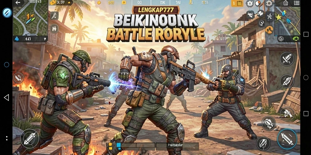 Gameplay menegangkan dalam LENGKAP777 dengan aksi perang Battle Royale.
