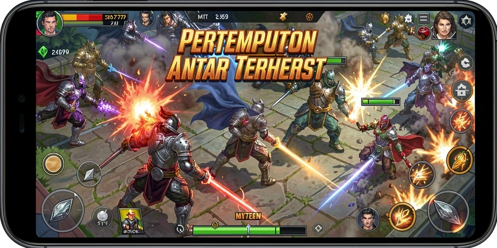 Screenshot MT777 menampilkan aksi pertempuran seru dalam game Battle Royale.