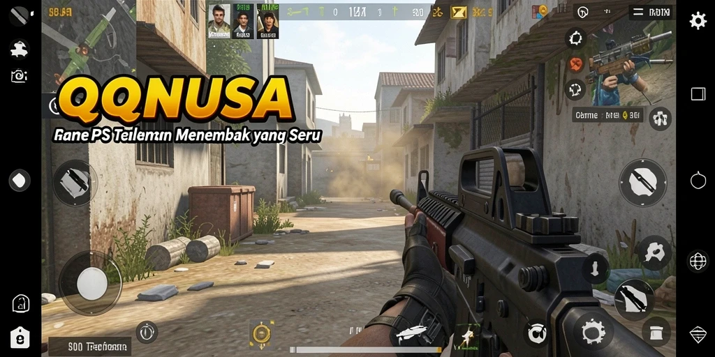 Screenshot gameplay QQNUSA menampilkan aksi tembak-menembak yang seru.