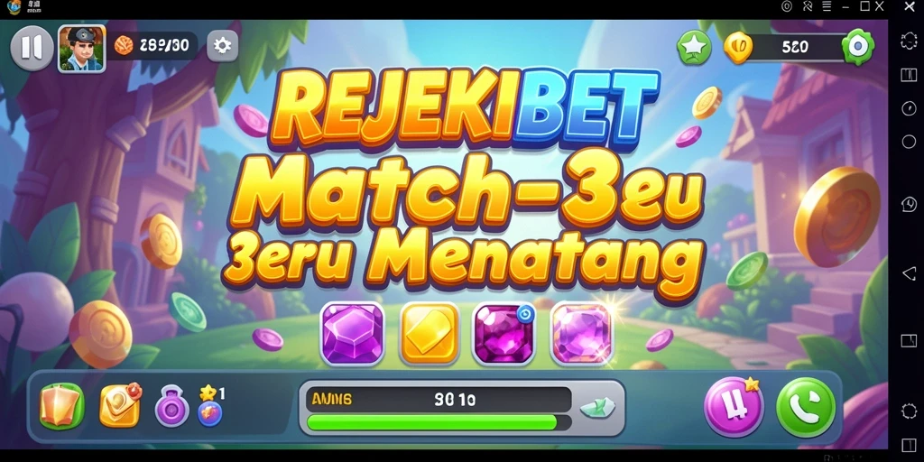 Tampilan gameplay seru dalam REJEKIBET dengan objek berwarna-warni.
