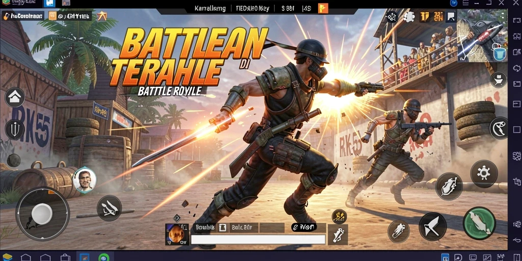 Screenshot RK55 menampilkan aksi mendebarkan di arena Battle Royale.
