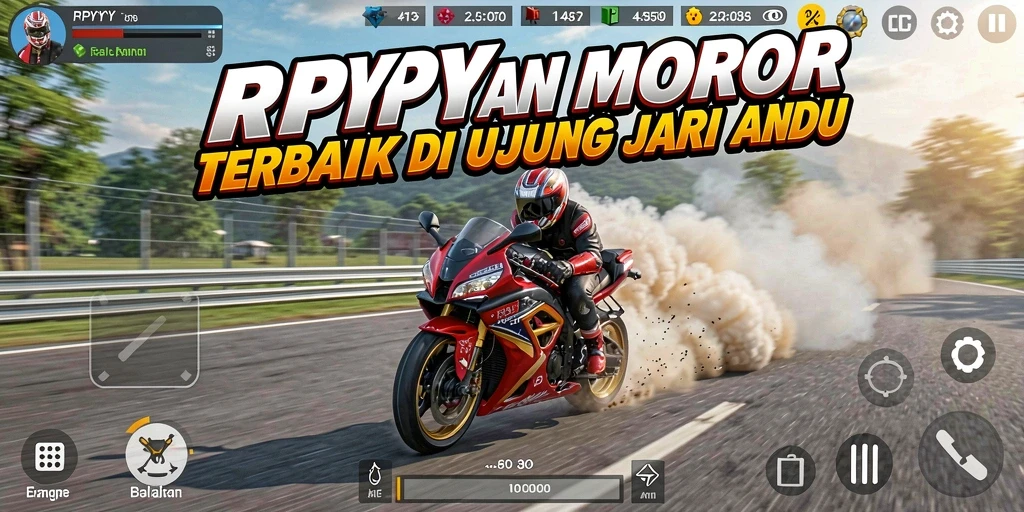 Screenshot menunjukkan aksi balapan motor yang mendebarkan.