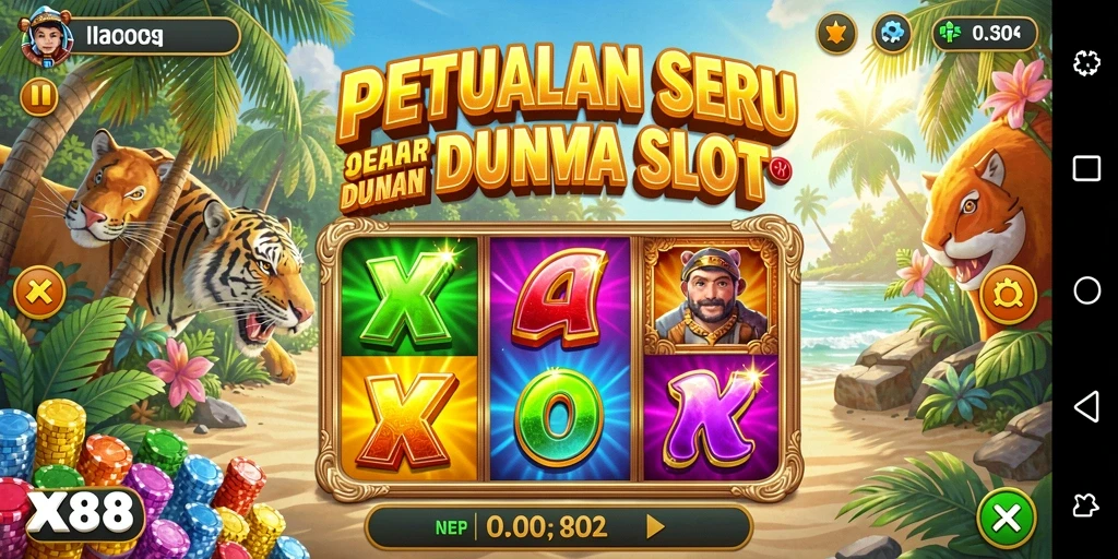 Tampilan gameplay Slot yang menarik dan penuh warna di X88.